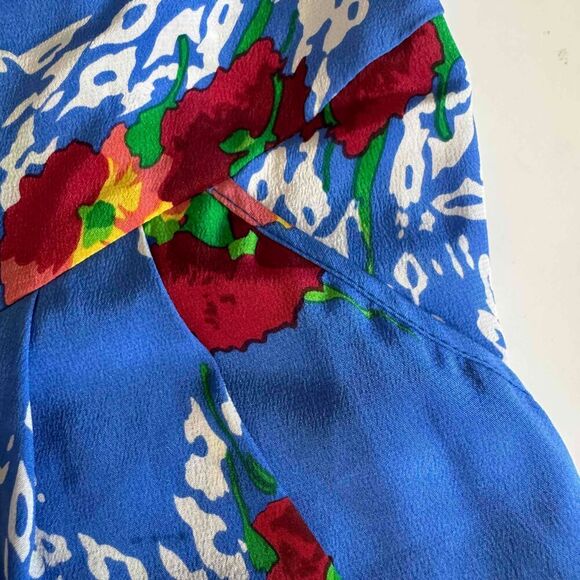 Yumi‎ Kim Blue Floral Pattern 100% Silk Button Front Romper Size Small - Picture 5 of 10